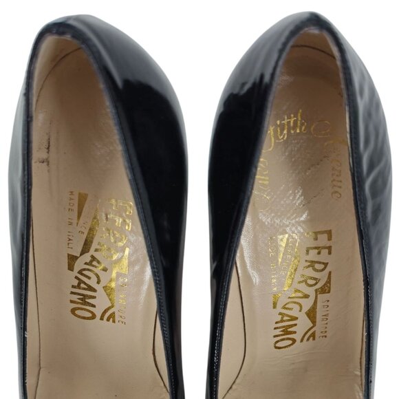 Vintage Salvatore Ferragamo Black Leather Dress Pumps Womens Size 8 Formal Heels - Picture 8 of 13